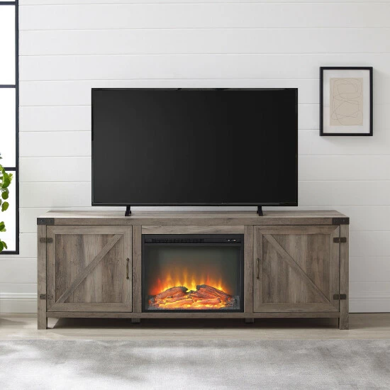 Brand new ๐ Middlebrook Designs Middlebrook 70-inch Barn Door Fireplace TV Console Rustic Oak ๐ 3 Brand new ๐ Middlebrook Designs Middlebrook 70-inch Barn Door Fireplace TV Console Rustic Oak ๐