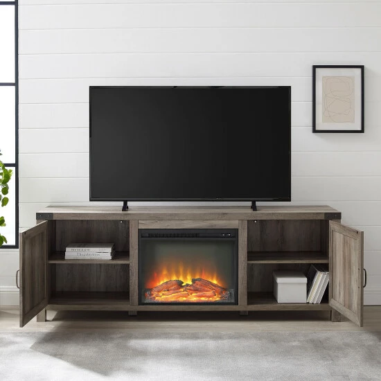 Brand new ๐ Middlebrook Designs Middlebrook 70-inch Barn Door Fireplace TV Console Rustic Oak ๐ 6 Brand new ๐ Middlebrook Designs Middlebrook 70-inch Barn Door Fireplace TV Console Rustic Oak ๐ - Image 4
