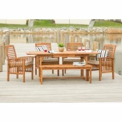 Buy 🌟 Middlebrook Designs Middlebrook Galveston 6-Piece Acacia Wood Outdoor Dining Set 🧨