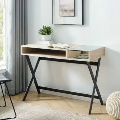 Best Pirce ❤️ Middlebrook Designs Middlebrook 42-inch Open Shelf X Leg Writing Desk Birch 🛒