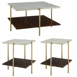 New โ Middlebrook Designs Madsen 3-piece Square Faux Marble Table Set ๐