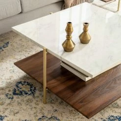 Alternative view of New ⌛ Middlebrook Designs Madsen 3-piece Square Faux Marble Table Set 👍