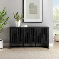 Promo 💯 Middlebrook Designs Scandi Detailed-Door Sideboard Black 🔔