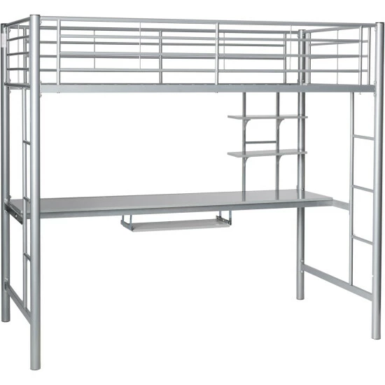 Coupon 🧨 Middlebrook Designs Middlebrook Abner Twin Metal Loft Bed With Desk - Silver ❤️ 5 Coupon 🧨 Middlebrook Designs Middlebrook Abner Twin Metal Loft Bed With Desk - Silver ❤️ - Image 3