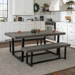 New 🎉 Middlebrook Designs Middlebrook Solid Wood 3-Piece Dining Set With 60-inch Benches Mahogany 🎁