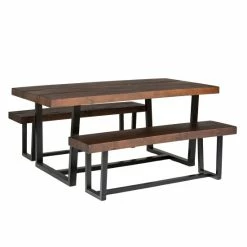 New 🎉 Middlebrook Designs Middlebrook Solid Wood 3-Piece Dining Set With 60-inch Benches Mahogany 🎁 -Middlebrook Sales unnamed file 4303