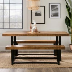 New 🎉 Middlebrook Designs Middlebrook Solid Wood 3-Piece Dining Set With 60-inch Benches Mahogany 🎁 -Middlebrook Sales unnamed file 4305