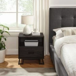 Buy ⭐ Middlebrook Designs Middlebrook Contemporary 1-Drawer, Metal Base Nightstand Coastal Oak 🎁