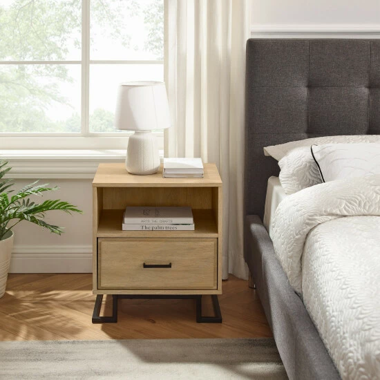 Buy ⭐ Middlebrook Designs Middlebrook Contemporary 1-Drawer, Metal Base Nightstand Coastal Oak 🎁 4 Buy ⭐ Middlebrook Designs Middlebrook Contemporary 1-Drawer, Metal Base Nightstand Coastal Oak 🎁 - Image 2