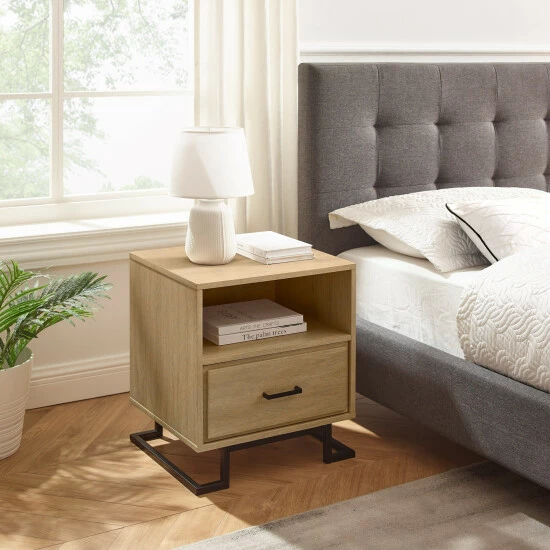 Buy ⭐ Middlebrook Designs Middlebrook Contemporary 1-Drawer, Metal Base Nightstand Coastal Oak 🎁 5 Buy ⭐ Middlebrook Designs Middlebrook Contemporary 1-Drawer, Metal Base Nightstand Coastal Oak 🎁 - Image 3