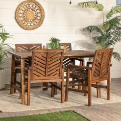 Hot Sale ⭐ Middlebrook Designs Middlebrook 5-Piece Acacia Wood Outdoor Chevron Dining Set Dark Brown 😍 -Middlebrook Sales unnamed file 4354