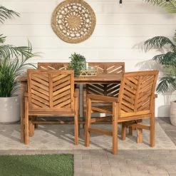 Hot Sale ⭐ Middlebrook Designs Middlebrook 5-Piece Acacia Wood Outdoor Chevron Dining Set Dark Brown 😍 -Middlebrook Sales unnamed file 4359
