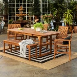 Wholesale โ๏ธ Middlebrook Designs Middlebrook Hydaburg 6-Piece Acacia Extension Dining Set Dark Brown ๐