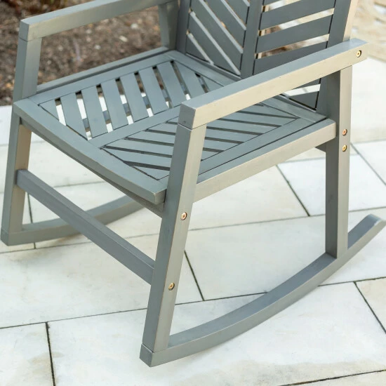 Outlet 👏 Middlebrook Designs Middlebrook Elephant Point Acacia Wood Chevron Rocking Chair Grey Wash 😉 7 Outlet 👏 Middlebrook Designs Middlebrook Elephant Point Acacia Wood Chevron Rocking Chair Grey Wash 😉 - Image 5