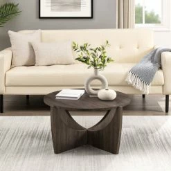 Wholesale 🎉 Middlebrook Designs Middlebrook Contemporary Arch-Base Round Coffee Table Coastal Oak 🎉