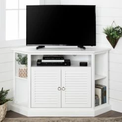 Coupon 🛒 Middlebrook Designs Middlebrook Cardinal 52-inch White Corner TV Stand Console ⭐