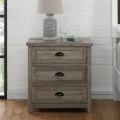 Alternative view of Hot Sale 👍 Middlebrook Designs 3 Drawer Farmhouse Nightstand Grey Wash ✨