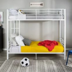Top 10 👍 Middlebrook Designs Middlebrook Abner White Metal Twin Over Twin Bunk Bed 🥰
