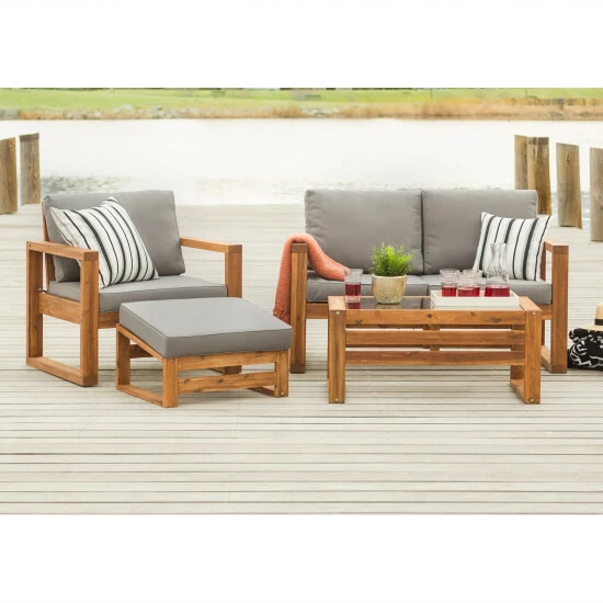 Brand new ๐งจ Middlebrook Designs Middlebrook Hudson 4-Piece Acacia Frame Outdoor Chat Set ๐ 4 Brand new ๐งจ Middlebrook Designs Middlebrook Hudson 4-Piece Acacia Frame Outdoor Chat Set ๐ - Image 2
