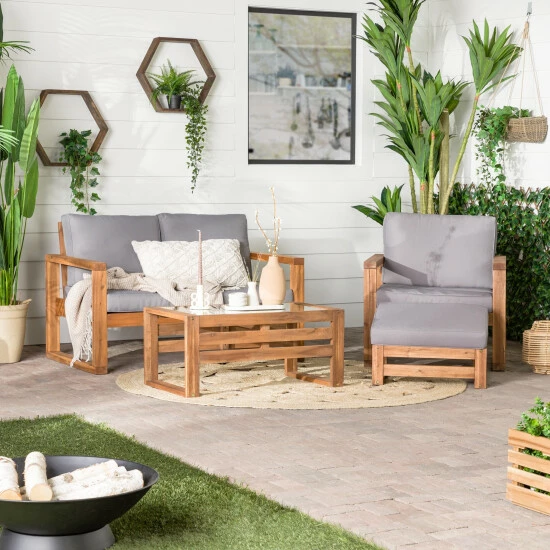 Brand new ๐งจ Middlebrook Designs Middlebrook Hudson 4-Piece Acacia Frame Outdoor Chat Set ๐ 6 Brand new ๐งจ Middlebrook Designs Middlebrook Hudson 4-Piece Acacia Frame Outdoor Chat Set ๐ - Image 4