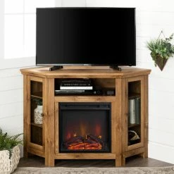 Best Sale 👏 Middlebrook Designs Middlebrook 48-inch Corner Fireplace TV Stand Console - Barnwood 🔥