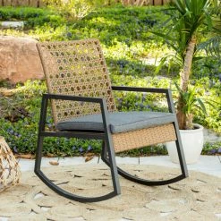 Promo 🎁 Middlebrook Designs Middlebrook Point Lay Rocking Chair Brown Rattan / Grey Cushion 🔥 -Middlebrook Sales unnamed file 4714