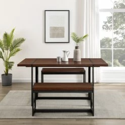 Buy โ Middlebrook Designs Urban 3-Piece Metal And Wood Dining Set Coastal Oak/black โจ