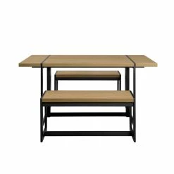 Alternative view of Buy ⌛ Middlebrook Designs Urban 3-Piece Metal And Wood Dining Set Coastal Oak/black ✨