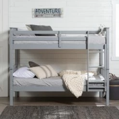 Outlet 🤩 Middlebrook Designs Middlebrook Como Solid Wood Mission Twin Convertible Bunk Bed Grey ❤️