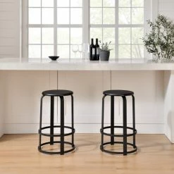 Cheapest ⭐ Middlebrook Designs Middlebrook Modern Industrial Curved Metal And Wood Counter Stool Dark Coffee/black 👍