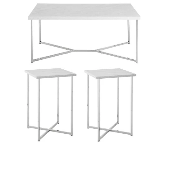 Best Sale ๐คฉ Middlebrook Designs Ipsen 3-piece Table Set Gold / White Faux Marble ๐คฉ 4 Best Sale ๐คฉ Middlebrook Designs Ipsen 3-piece Table Set Gold / White Faux Marble ๐คฉ - Image 2