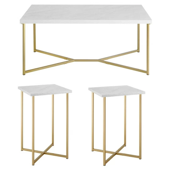 Best Sale ๐คฉ Middlebrook Designs Ipsen 3-piece Table Set Gold / White Faux Marble ๐คฉ 7 Best Sale ๐คฉ Middlebrook Designs Ipsen 3-piece Table Set Gold / White Faux Marble ๐คฉ - Image 5