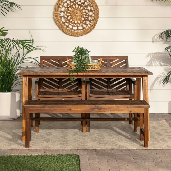 Cheap ๐ Middlebrook Designs Middlebrook 4-Piece Acacia Wood Outdoor Chevron Dining Set Dark Brown โค๏ธ 4 Cheap ๐ Middlebrook Designs Middlebrook 4-Piece Acacia Wood Outdoor Chevron Dining Set Dark Brown โค๏ธ - Image 2