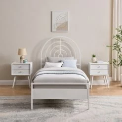 New 💯 Middlebrook Designs Middlebrook Modern Metal Arch Twin Bed Frame White 🌟
