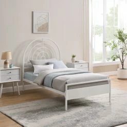 Alternative view of New 💯 Middlebrook Designs Middlebrook Modern Metal Arch Twin Bed Frame White 🌟