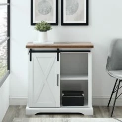 Alternative view of Top 10 ⌛ Middlebrook Designs Middlebrook Wind Gap 32-inch Sliding Barn Door Cabinet White / Rustic Oak ✨