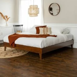 New 🔔 Middlebrook Designs Middlebrook Solid Wood Simple Platform Bed Walnut 😍