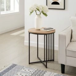 Discount 🧨 Middlebrook Designs Middlebrook Metal-Slat Round Side Table Coastal Oak/white 🔥 -Middlebrook Sales unnamed file 4919