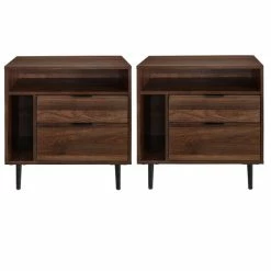 New 🔥 Middlebrook Designs Middlebrook Modern Storage Nightstand, Set Of 2 Slate Grey ⌛