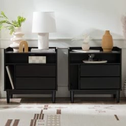 Best Sale 👍 Middlebrook Designs Middlebrook Modern Gallery-Top Solid Wood Nightstand, Set Of 2 White 🤩