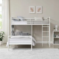 Middlebrook Sales 8 Best Sale ๐งจ Middlebrook Designs Modern Cutout L-Shaped Twin Bunk Bed Cool Grey/white ๐