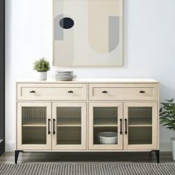 Top 10 😀 Middlebrook Designs Middlebrook 58-inch 2-Drawer, Fluted Glass Door Sideboard Dark Brown Oak 👏