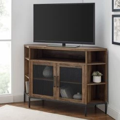 Discount 🥰 Middlebrook Designs Middlebrook Kujawa 48-inch Mesh Door Corner TV Console Dark Walnut 😍 -Middlebrook Sales unnamed file 546