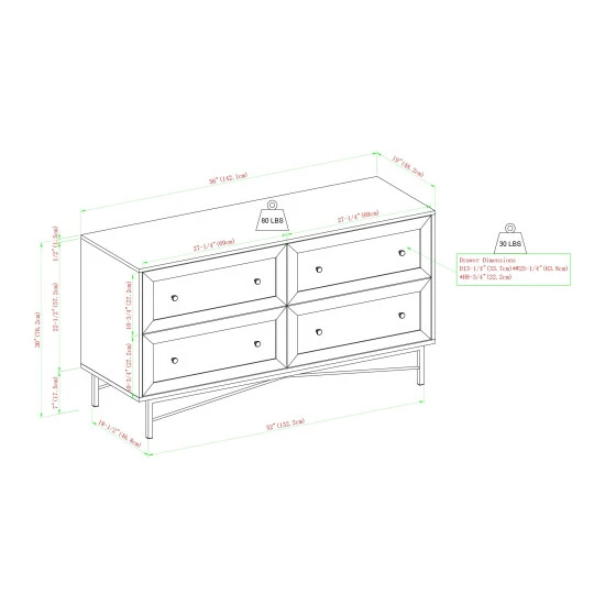 Top 10 ๐ Middlebrook Designs 4-Drawer Gold Base ๐ Dresser White Poplar / Dark Walnut ๐ 10 Top 10 ๐ Middlebrook Designs 4-Drawer Gold Base ๐ Dresser White Poplar / Dark Walnut ๐ - Image 8
