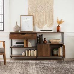 Cheap 👍 Middlebrook Designs Middlebrook 58-inch Open Shelving Sideboard Dark Walnut 😍 -Middlebrook Sales unnamed file 681