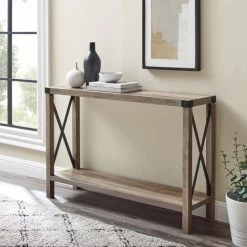 Budget ❤️ Middlebrook Designs Kujawa 46-inch Wide X-frame Farmhouse Entry Table Dark Walnut ⭐