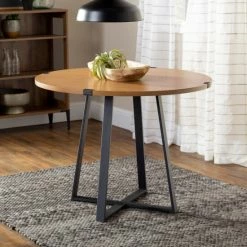 Discount 🥰 Middlebrook Designs Middlebrook Kenyon Round Metal Wrap Dining Table Dark Walnut 😉 -Middlebrook Sales unnamed file 753