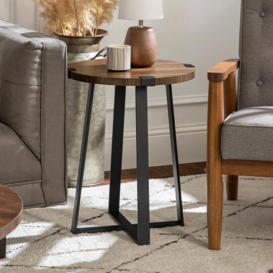 Budget ⌛ Middlebrook Designs Middlebrook Barnett Round Metal Wrap Side Table Rustic Oak ❤️ 3 Budget ⌛ Middlebrook Designs Middlebrook Barnett Round Metal Wrap Side Table Rustic Oak ❤️