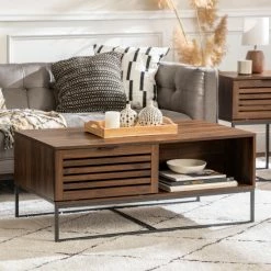 Flash Sale 🔔 Middlebrook Designs Middlebrook Hilla 42-inch Slat Door Coffee Table Dark Walnut 🔔