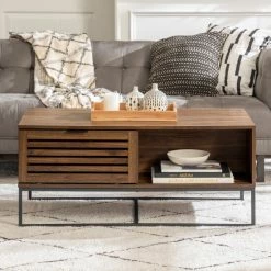 Alternative view of Flash Sale 🔔 Middlebrook Designs Middlebrook Hilla 42-inch Slat Door Coffee Table Dark Walnut 🔔